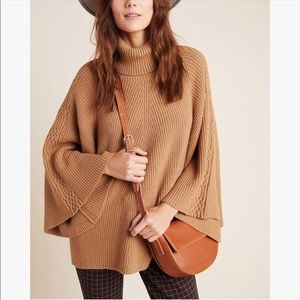 Anthropologie Camel Poncho Style Sweater